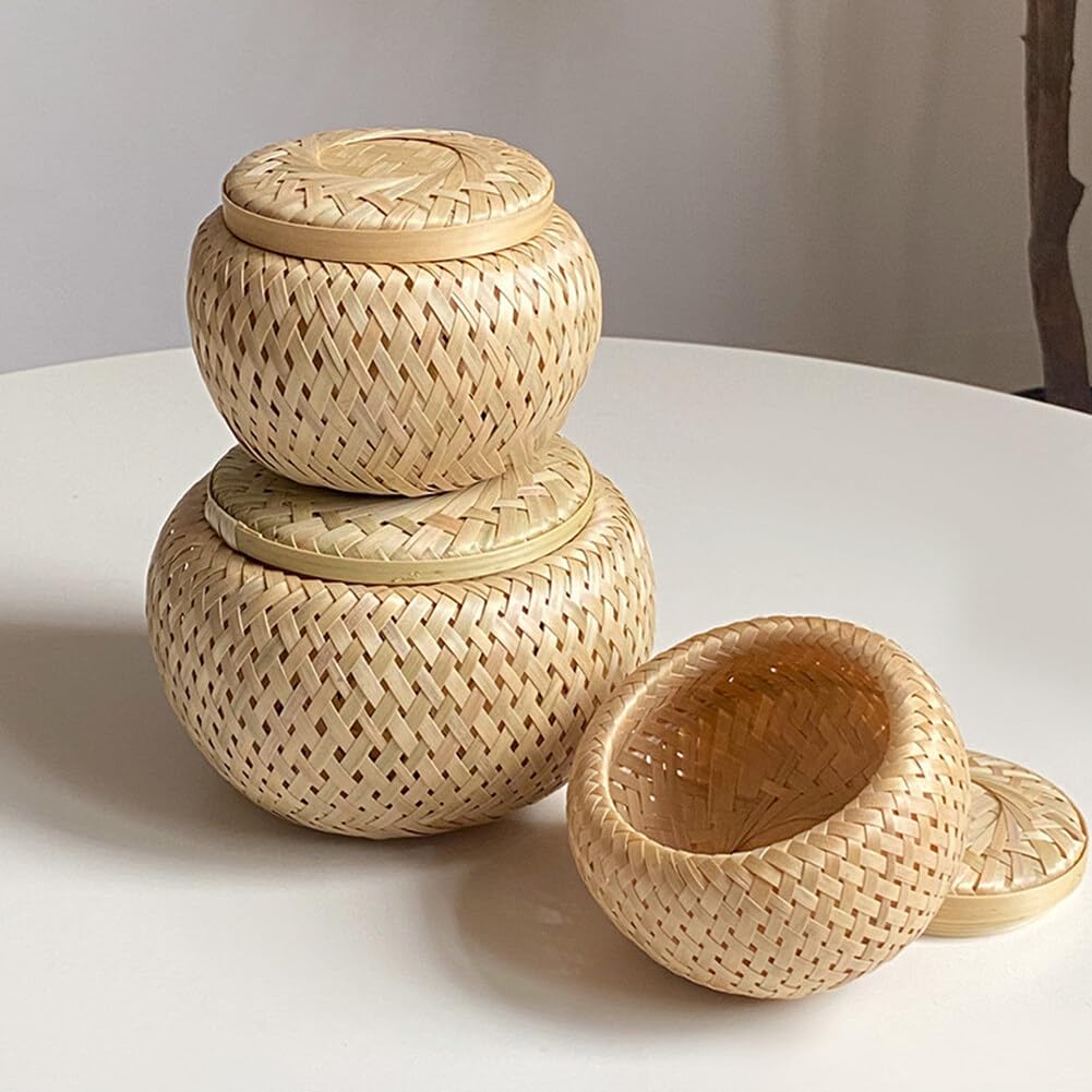 Small Bamboo Storage Basket with Lid
